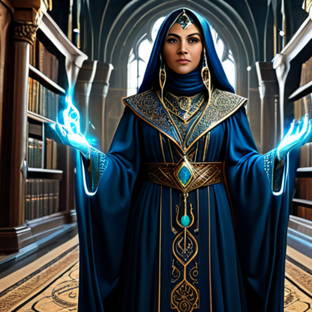 리니지W 마법사 클래스 장점 - The Wise Sorceress**

"A professional image of a wise, powerful sorceress in Lineage W, wearing trad...